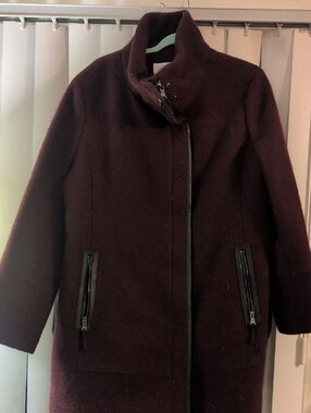 Calvin Klein Women's Plum Wool-Blend Pea Coat